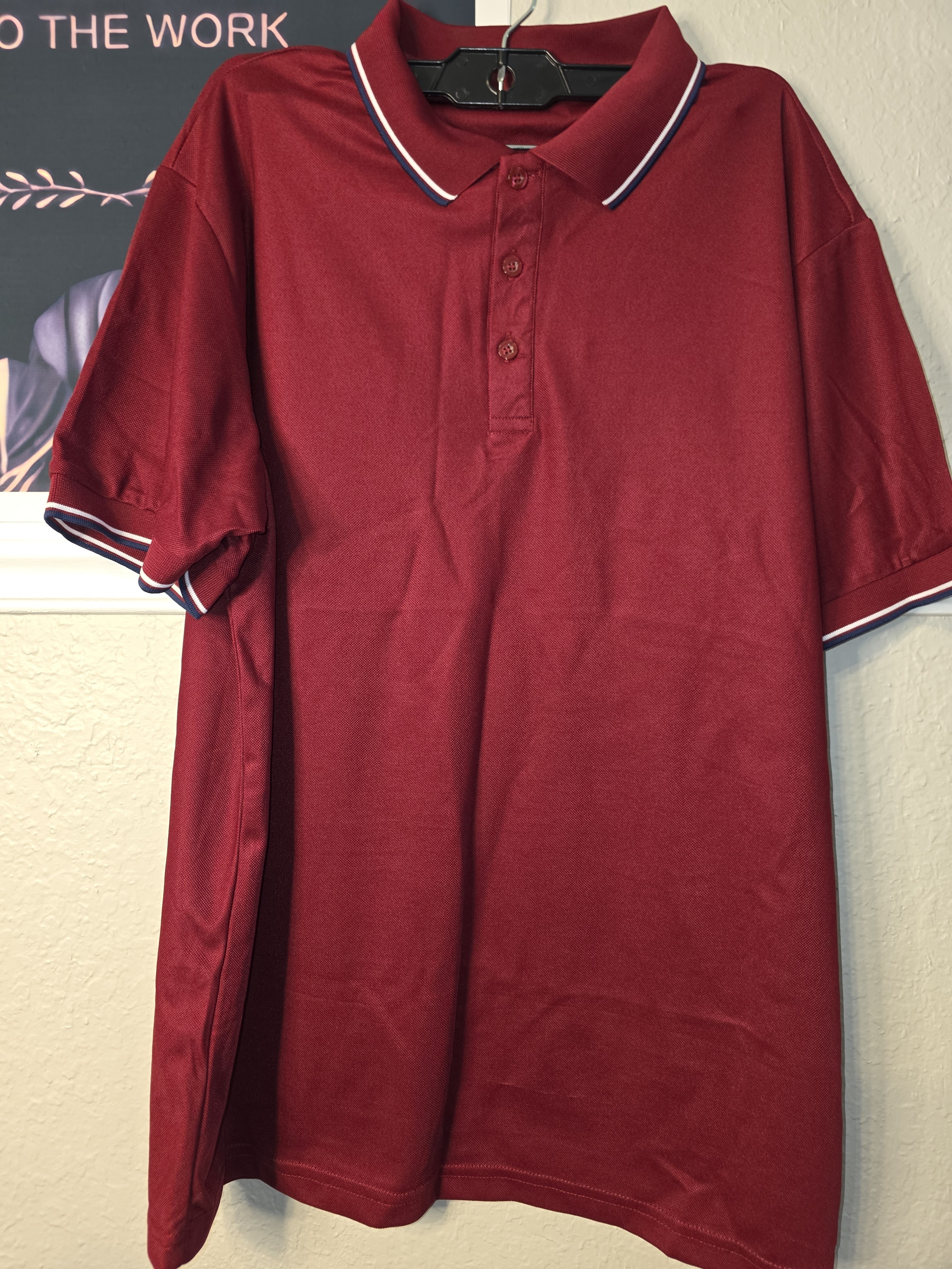 Mens Burgundy Polo Shirt With Contrast Trim